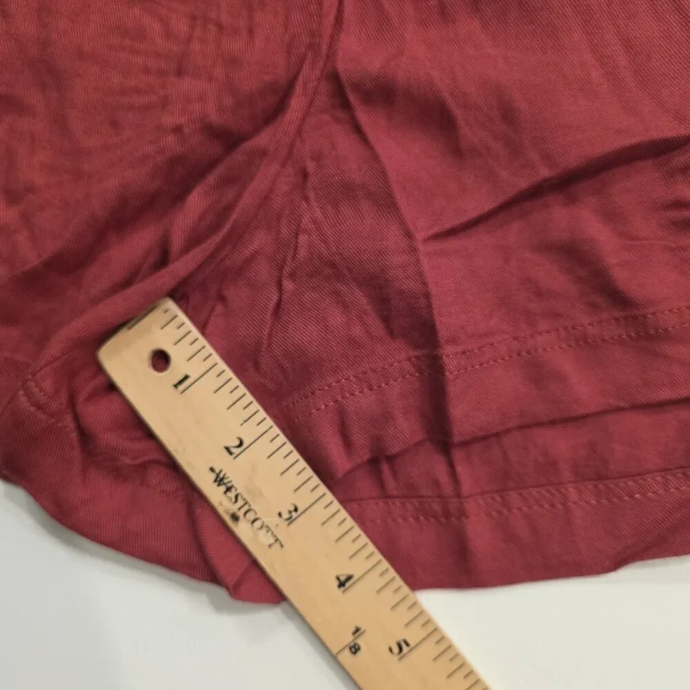 Hollister Ultra High-Rise Paper Bag Shorts Belted Red‎ Soft Flowy Viscose XS NEW